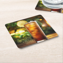 Porta-copo De Papel Quadrado Cocktails Long Island Iced Tea w/Receita 01