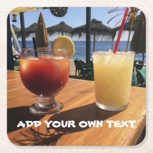 Porta-copo De Papel Quadrado Cocktails pelo texto personalizado do mar