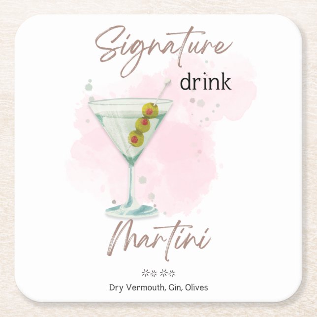 Porta-copo De Papel Quadrado Coco de Verão de Aquarela (Frente)