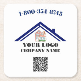Porta-copo De Papel Quadrado Código QR de Logotipo Personalizado Quadrado