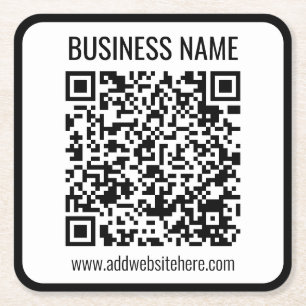 Porta-copo De Papel Quadrado Código QR Instantâneo (insira a URL do seu site pa