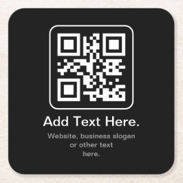 Porta-copo De Papel Quadrado Código QR Modern Escaneável | Preto Branco & Cinza