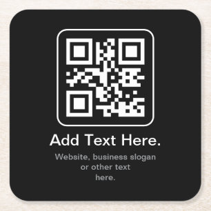 Porta-copo De Papel Quadrado Código QR Modern Escaneável   Preto Branco & Cinza