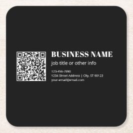 Porta-copo De Papel Quadrado Código QR personalizado e texto retrô-moderno edit