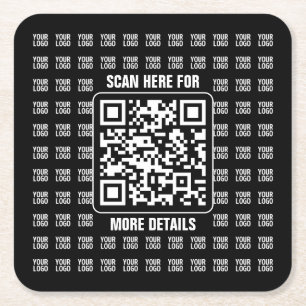 Porta-copo De Papel Quadrado Código QR promocional (editável) mais padrão de lo