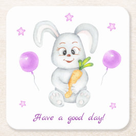 Porta-copo De Papel Quadrado Coelhinho bonito para um bom humor