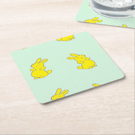 Porta-copo De Papel Quadrado Coelhinhos amarelos felizes no chalé