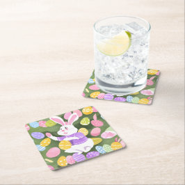 Porta-copo De Papel Quadrado coelho com ovos de Páscoa