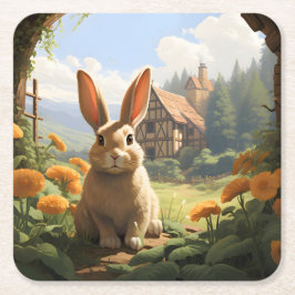Porta-copo De Papel Quadrado Coelho Entre Os Marigolds