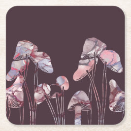 Porta-copo De Papel Quadrado Cogumelos de tinta púrpura