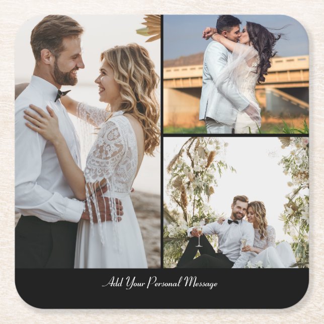 Porta-copo De Papel Quadrado Colagem de Fotografias do Design 3 (Frente)