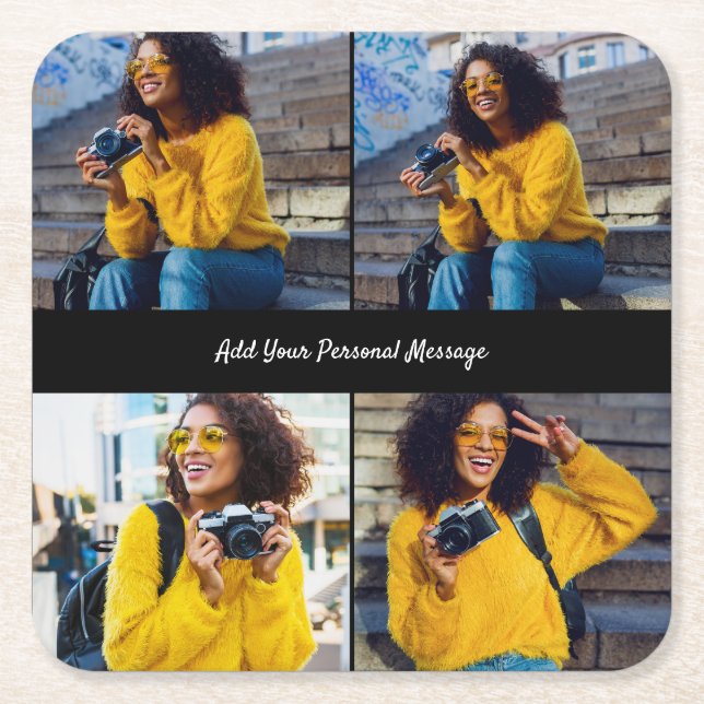 Porta-copo De Papel Quadrado Colagem de Fotografias do Design 4 (Frente)