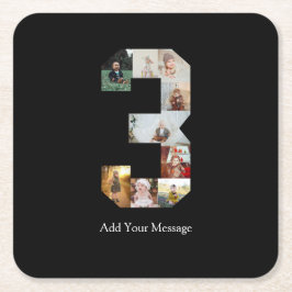 Porta-copo De Papel Quadrado Colagem de Fotografias Preta e Branco Número 3