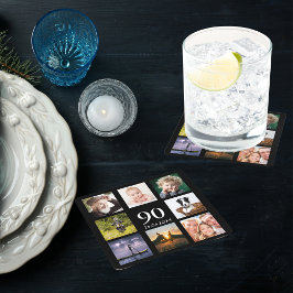 Porta-copo De Papel Quadrado Colagem de fotos com 90 festa de aniversário cara 