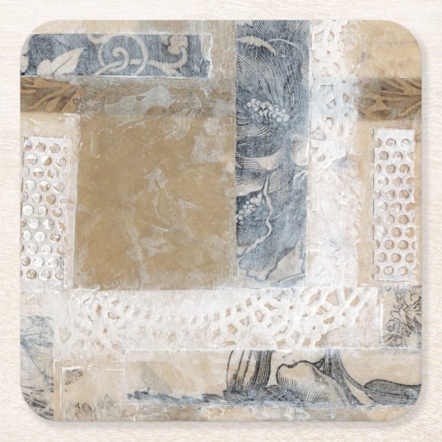 Porta-copo De Papel Quadrado Colagem de rendas II (Frente)