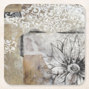 Porta-copo De Papel Quadrado Colagem Fleur II