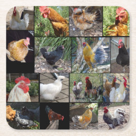 Porta-copo De Papel Quadrado Colagem Fotográfica De Galinhas E Galos,