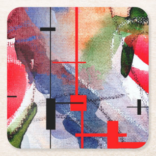 Porta-copo De Papel Quadrado colagem, meios mistos e aguarela da arte abstracta