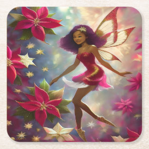 Porta-copo De Papel Quadrado Coleção Christmas Fairy Tom de Bege Natural Cabelo
