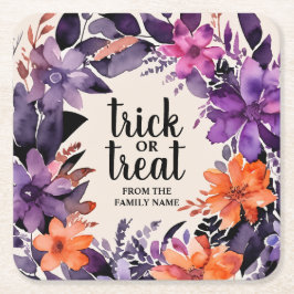 Porta-copo De Papel Quadrado Coleção de Coroa de Flores de Halloween Spooky Ele