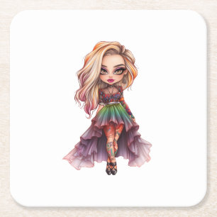 Porta-copo De Papel Quadrado Coleção de Design de Dia das Bruxas de Garotas Bon