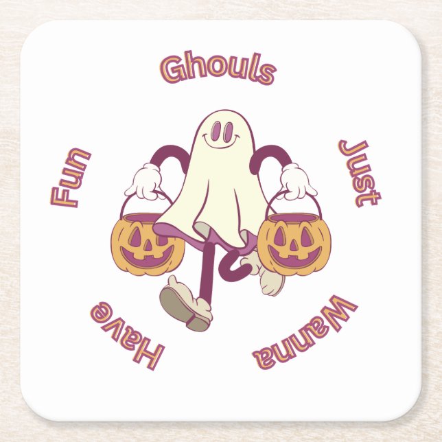 Porta-copo De Papel Quadrado Coleção de Festas de Halloween! (Frente)