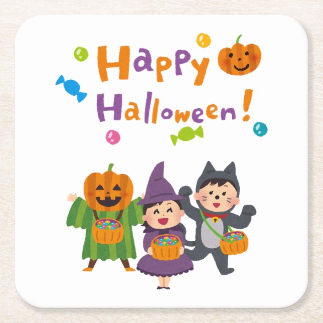 Porta-copo De Papel Quadrado Coleção de Festas de Halloween! (Frente)