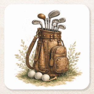 Porta-copo De Papel Quadrado Coleção de tacos de golfe Fairway