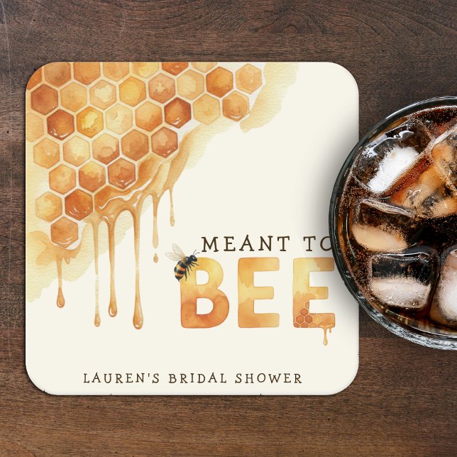 Porta-copo De Papel Quadrado Colmeia de Mel Meant to Bee Boda Aquarela (Meant to Bee Honeycomb Watercolor Bridal Shower Square Paper Coaster
)