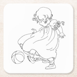 Porta-copo De Papel Quadrado Colora seu próprio bebê do vintage com bola