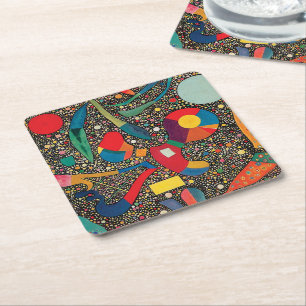 Porta-copo De Papel Quadrado Colorida Ensemble por Wassily Kandinsky