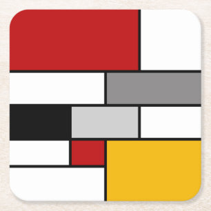 Porta-copo De Papel Quadrado Colorida inspiração Mondrian