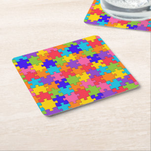 Porta-copo De Papel Quadrado Colorida Quebra-cabeça de serra