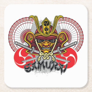 Porta-copo De Papel Quadrado Colorida Samurai Emblem