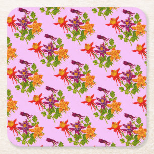 Porta-copo De Papel Quadrado columbina flores impressão