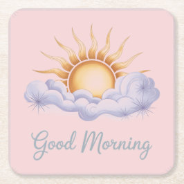 Porta-copo De Papel Quadrado Coluna de Porta copos das Nuvens do Sol de Bom Dia