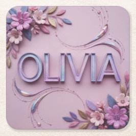 Porta-copo De Papel Quadrado Coluna de Portas copos da Olivia Rosa Flores Rosa