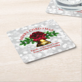 Porta-copo De Papel Quadrado Combinação - Set Dourado Bell Red Arco Natal