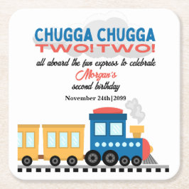 Porta-copo De Papel Quadrado Comboio de Cartoon Colorido do segundo aniversário
