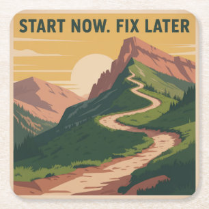 Porta-copo De Papel Quadrado Comece Agora. Corrija Depois