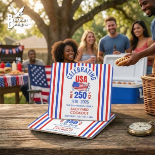 Porta-copo De Papel Quadrado Comemorando 250 Anos dos EUA Churrasco Familiar 4 