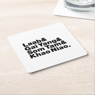Porta-copo De Papel Quadrado Comida da Rua Isaan Tailandesa