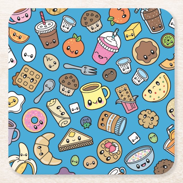 Porta-copo De Papel Quadrado Comida de café da manhã (Frente)