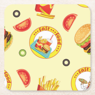 Porta-copo De Papel Quadrado Comida rápida divertida