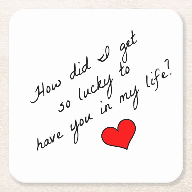 Porta-copo De Papel Quadrado Como Fiquei Tão Sortudo (Frente)