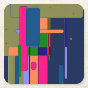 Porta-copo De Papel Quadrado Composição de Obra de Arte Abstrata