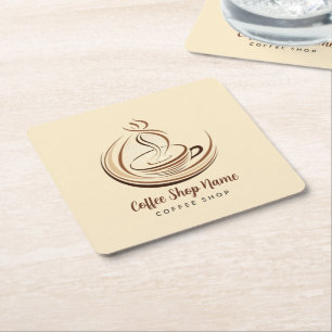 Porta-copo De Papel Quadrado Compro de logotipo de negócios Elegante Brown Coff