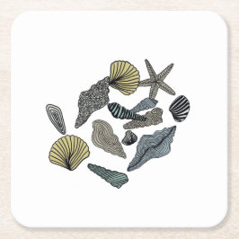 Porta-copo De Papel Quadrado Conchas de vários tipos e cores