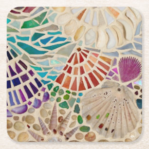 Porta-copo De Papel Quadrado Conchas Decorativas