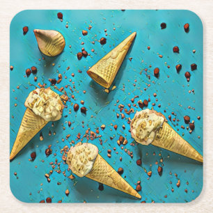 Porta-copo De Papel Quadrado Cones de waffle de sorvete